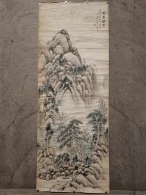 现代书画名家李家煐画作
本品为立轴画稿，原稿原件，题材风景山水画，
题款：蔗香舘图  蔼辳世大先生命书，癸酉（1933年）长至  李家煐 时年十六（注：蔼辳为近代书画名家黄葆戉收藏）
款印：李家煐