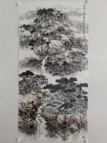 保真书画，河北画院院长，河北美术家协会副主席，著名画家南恽笙四尺整纸山水画《山高水长》一幅。