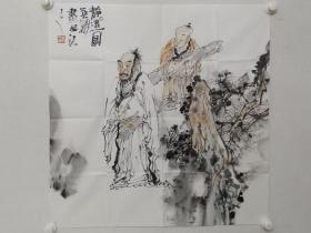 保真书画，烟台美协副主席郭英华人物画《静远图》一幅，尺寸69×70cm。
郭英华，中国美术家协会会员、文化部国韵文华书画院特聘画家、中国人民大学画院特聘教授、清华美院书画高研班导师、山东省美术家协会人物画艺委会常务委员、山东画院高级画师、烟台美术家协会副主席、烟台职业学院艺术系教授。作品多次参加国际、国内美术大展并获奖，有多件作品发表于各种专业报刊；出版个人画集多种。