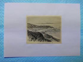 十九世纪末期-摄影木刻画《也门共和国.亚丁港Der Hafen von Aden.》画页13.5* 11厘米，后背纸21*29.7厘米，出自1895年德文古籍