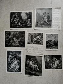 1892年木刻一堆合售《希腊神话》--尺寸不一，如图--正反面