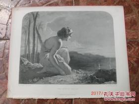 1888年版画《印度少女 THE HINDOO MAIDEN》尺寸约24*31厘米 厚纸