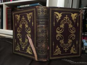 1850 Poems, Lyrical and Dramatic (Henry Wadsworth Longfellow） 三边刷金 全皮精装  封面烫金 16*12cm