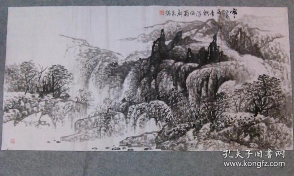 四川老画家 杨老师 国画水墨山水四尺整纸  原稿手绘真迹