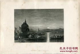 1836年 雕刻版画《康斯坦茨湖》23×15.5厘米