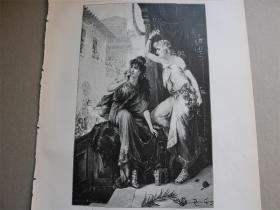 7【百元包邮】1895年木刻版画《庞贝城的节日》（Ein Fest in Pompeji）尺寸约41*28厘米（货号603166）