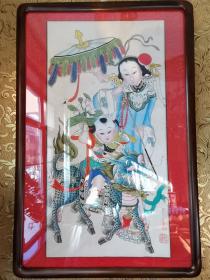 1980年杨柳青年画套色纸本《麒麟送子》著名王新年画店作品