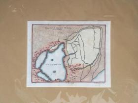 清代浙江杭州古地图，西湖老地图，大概1800年，杭州西湖彩色版画，国外回流