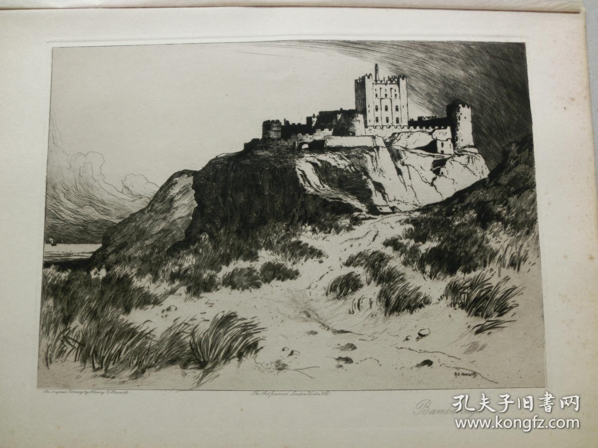 【百元包邮】原创版画《巴姆伯格城堡》（BAMBOROUGH CASTLE）1909年 蚀刻版画  源自艺术日志 纸张尺寸约32×23厘米（货号AJ0861）