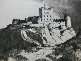 【百元包邮】原创版画《巴姆伯格城堡》（BAMBOROUGH CASTLE）1909年 蚀刻版画  源自艺术日志 纸张尺寸约32×23厘米（货号AJ0861）