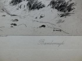 【百元包邮】原创版画《巴姆伯格城堡》（BAMBOROUGH CASTLE）1909年 蚀刻版画  源自艺术日志 纸张尺寸约32×23厘米（货号AJ0861）