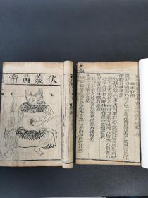 清代木刻本，《珍珠囊药性赋》上下卷，二册齐全，有很多精美人物版画。