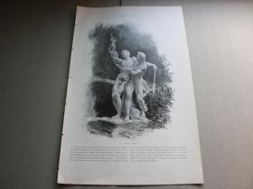 7【百元包邮】1895年木刻版画《Jean Hugues Vitoria》（Jean Hugues Vitoria） 尺寸约41*28厘米（货号603177）