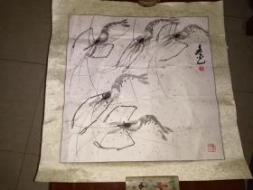 旅美画家、扬州才子朱晨光《墨虾》镜片