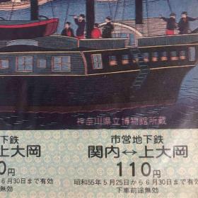 日本横滨开港121周年，地下铁开通纪念五连票2张