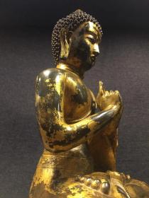 清中期乾隆铜鎏金阿弥陀佛一尊真品收藏供养珍品