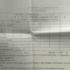 1979年农村实行奖励，计件，工资制度情况表6张未使用一起合售，