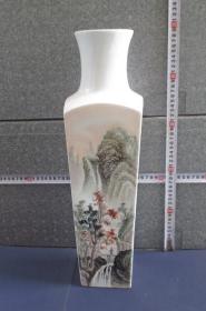 1970-80年代精品：台湾画家高义瑝手绘诗画四方瓷瓶