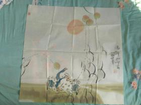 王盛华花鸟画。 68*68公分，画于乙卯年（1975），未装裱。品相全新。 卖家亲睹作画，当场获赠，敢保原作真迹。