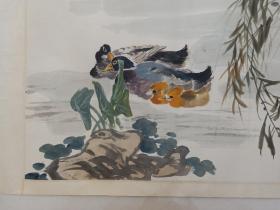 保真书画，李延年精美花鸟画一幅，原装裱镜心，尺寸62×109cm