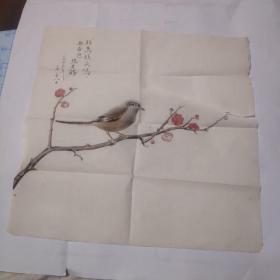 著名已故景德镇画家 张志扬 50年代作品 工笔花鸟画 长33宽33 有款无章 保真