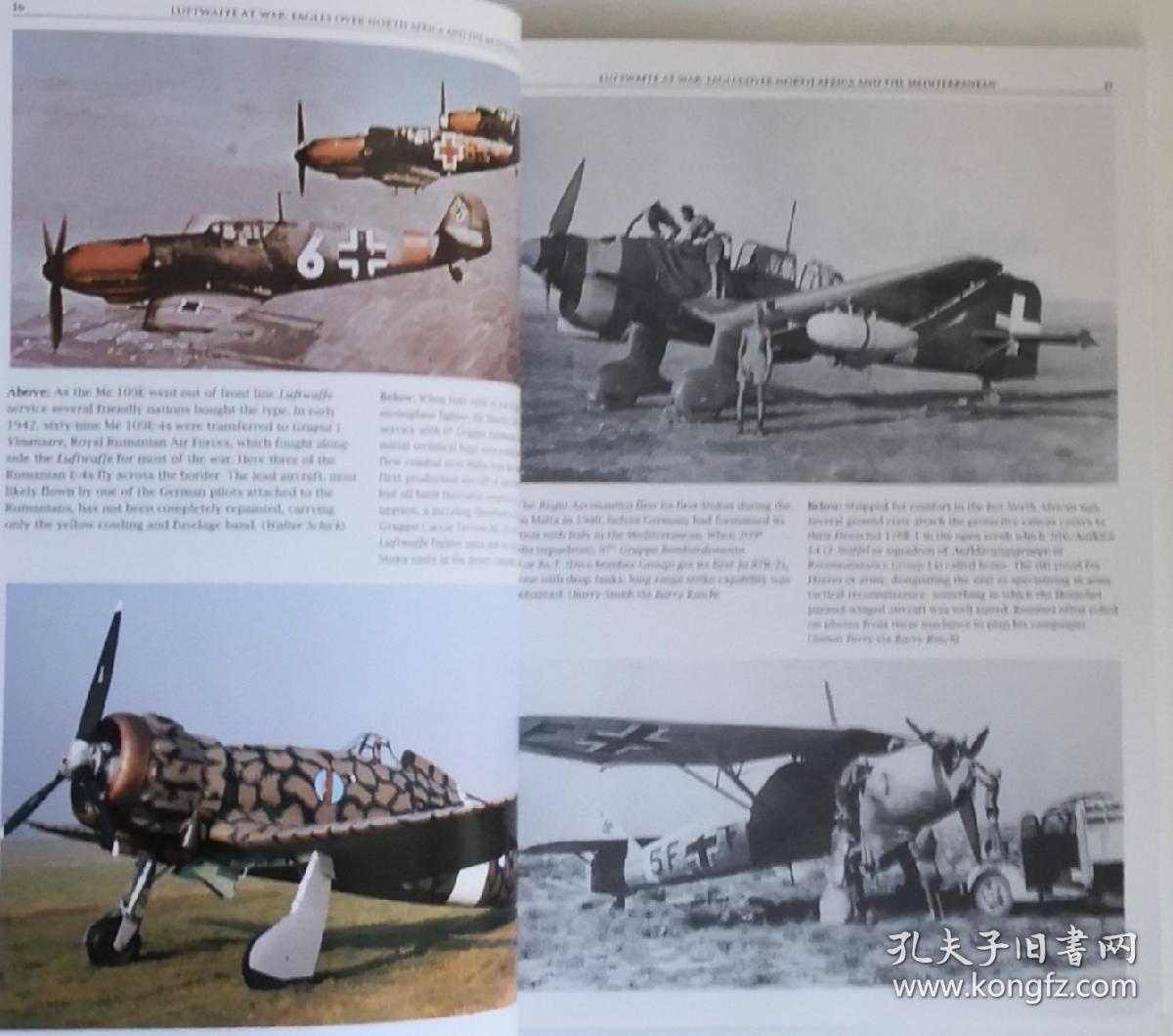 英文原版Eagles over North Africa and the Mediterranean北非地中海上空的鹰1940-1943二战德国意大利空军战斗机轰炸机侦察机运输机水上飞机轴心国历史写真德军彩色黑白老照片梅塞施密特Messerschmidt Bf 109 110福克伍尔夫Focke Wulf FW 190容克斯Junkers Ju 52 87 88 Luftwaffe at War