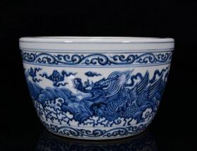 ★特价秒杀2888元★精品瓷器■【★★明宣德年青花海水龙纹缸
