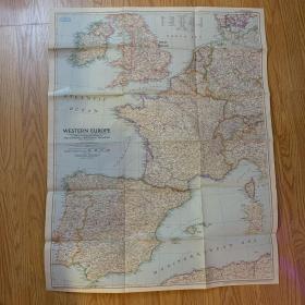 现货 特价 B  national geographic美国国家地理地图1950年12月Western Europe西欧