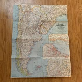 现货 特价national geographic美国国家地理地图1958年3月南美南部地图Southern South America