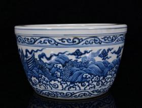 ★特价秒杀2888元★精品瓷器■【★★明宣德年青花海水龙纹缸