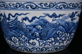 ★特价秒杀2888元★精品瓷器■【★★明宣德年青花海水龙纹缸