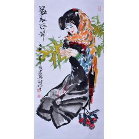 包纯手绘林墉人物花鸟画国画 写意四尺条幅字画