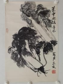 保真书画，北京画家赵立文《菜中之王》，纸本托片，尺寸69×45cm