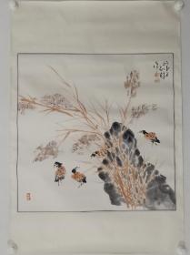 保真书画，现代诗人，作家，画家邵长根花鸟画一幅，纸本镜心，尺寸68×68cm