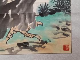 保真书画。著名画家，中央工艺美院，清华美院教授，蒋正鸿 2003年《松鹰图》一幅，原装裱镜心，尺寸65×66cm。蒋正鸿（1936.3——）， 浙江舟山人。擅长中国画、版画、工艺美术。 60年毕业于中央美术学院。 师从李桦、李可染、叶浅予、李苦禅、古元、黄永玉、张仃先生，学习国画、版画。60年至今一直从事高等美术教育工作，从中央民族大学美术系到中央工艺美术学院、清华大学美术学院，历时40年。