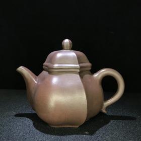清中期精品珍藏紫砂壶 混菱