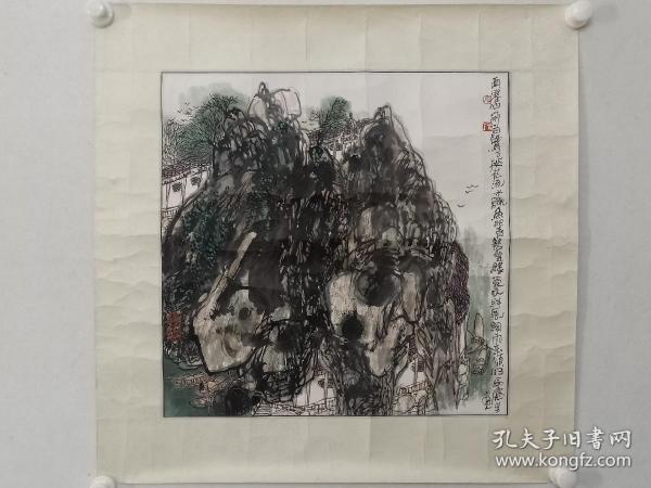 保真书画，江苏名家，常州画院画家，刘海粟美术馆研究员俞德生国画一幅，原装裱镜心，尺寸50×50cm