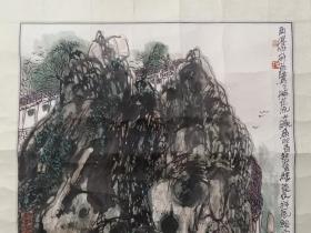 保真书画，江苏名家，常州画院画家，刘海粟美术馆研究员俞德生国画一幅，原装裱镜心，尺寸50×50cm