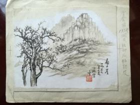 青岛已故名家戴林（青岛画院戴淑娟父亲）1957年泰山写生山水稿五件，保真迹，实价不议价。