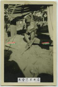 民国时期天津外国军营中养的小猴子老照片