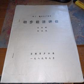 安徽省庐江县酒厂，1989年油印本（菲丁、糠油生产项目初步经济评价）16开