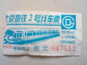 北京地铁2号线车票 已作废，仅供收藏