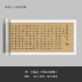 王羲之草书草诀百韵歌真迹复制品超清绢布名家书法艺术微喷馆藏品质