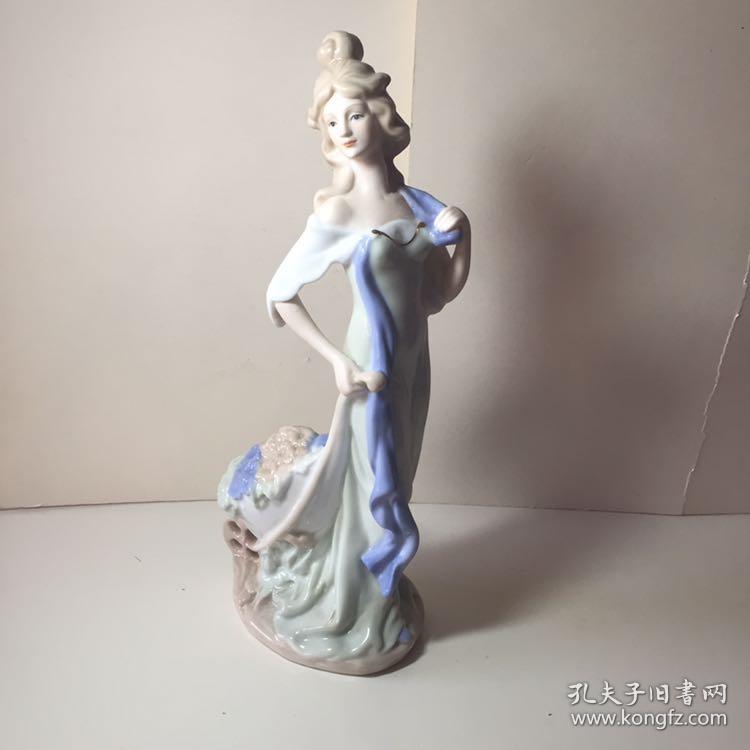 八十年代 工艺美少女瓷摆件31cm*10cm