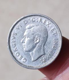 旧币 加拿大5分乔治六世海狸纪念币 硬币约21mm 年份随机 钱币