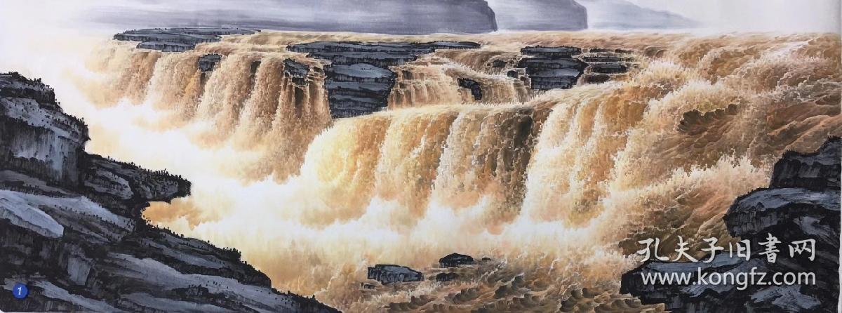吕少华国画作品小六尺黄河壶口瀑布尺寸约180x68厘米