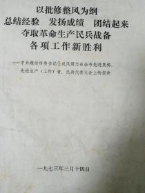 1973年于成凤书记在潍坊先进集体 工作者 会议报告 31页