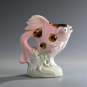 景德镇时期老厂货瓷器/创汇时期雕塑瓷--金鱼花插