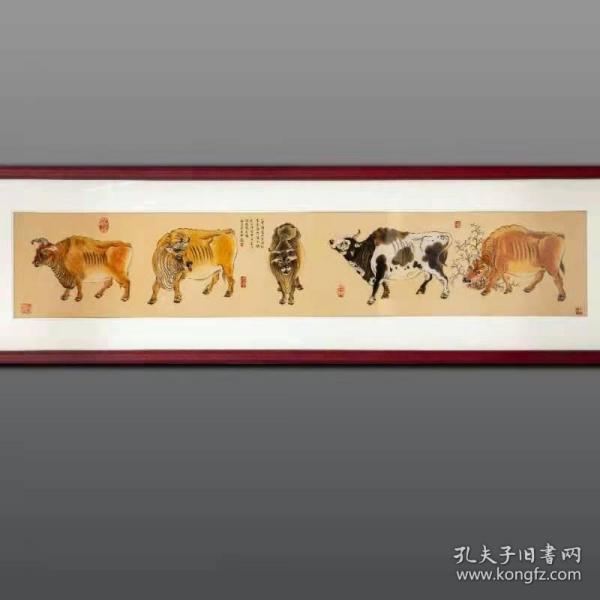 赵志兵 景德镇 手绘五牛图 瓷板画 可合影 长1400，高40