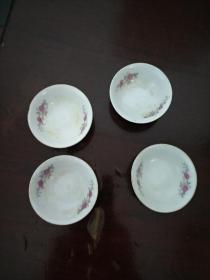唐山老货小瓷茶碗四个